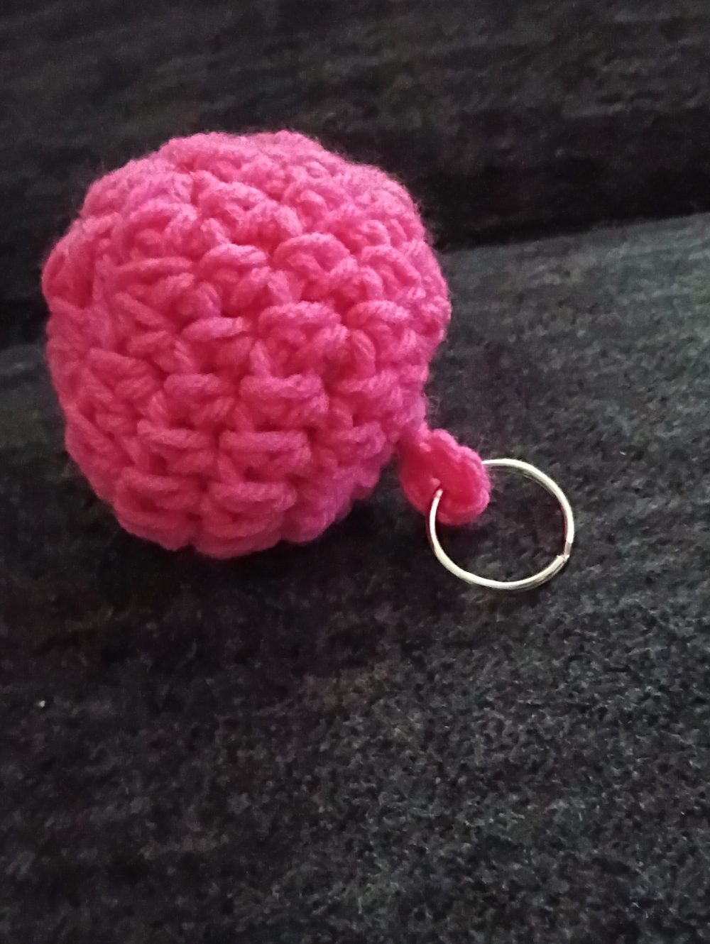 Pink Crochet Pom Pom Keyring Accessory